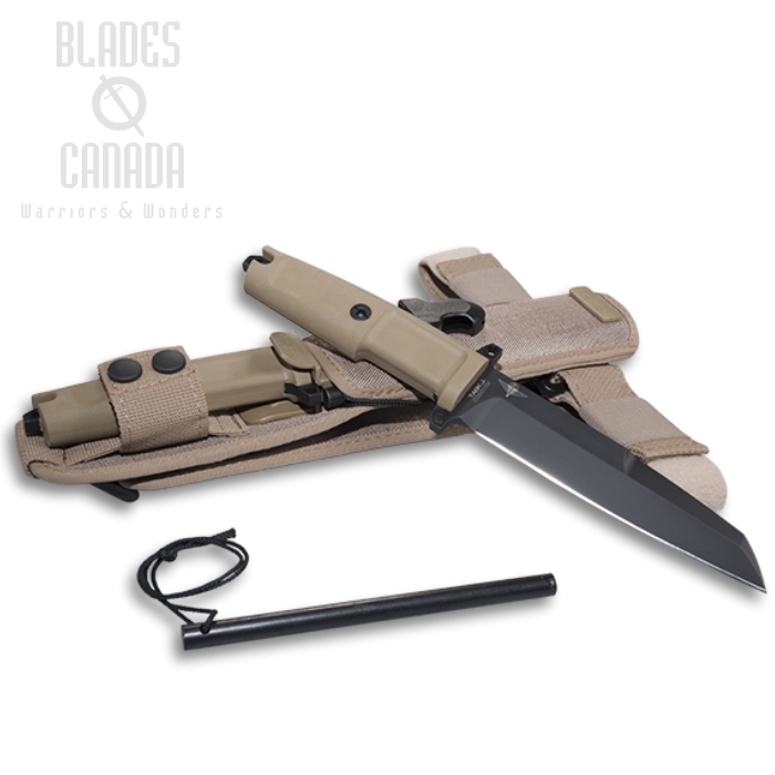 Extrema Ratio TASK J Tactical Fixed Blade Knife, N690, Nylon Desert Tan Sheath